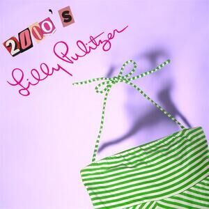 Y2K Lilly Pulitzer Halter Neck Asymmetrical Striped‎ Dress Size S Small Preppy
